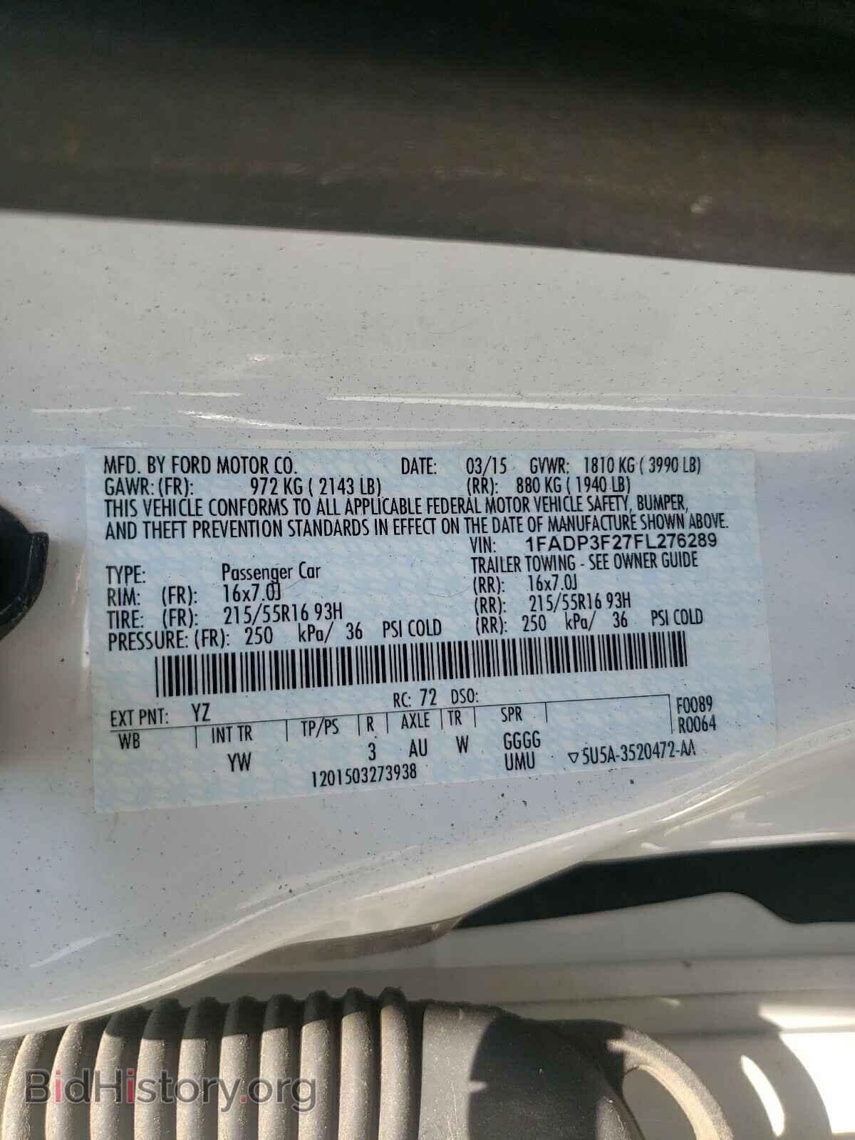 2015 FORD FOCUS - VIN: 1FADP3F27FL276289 - Фото 10