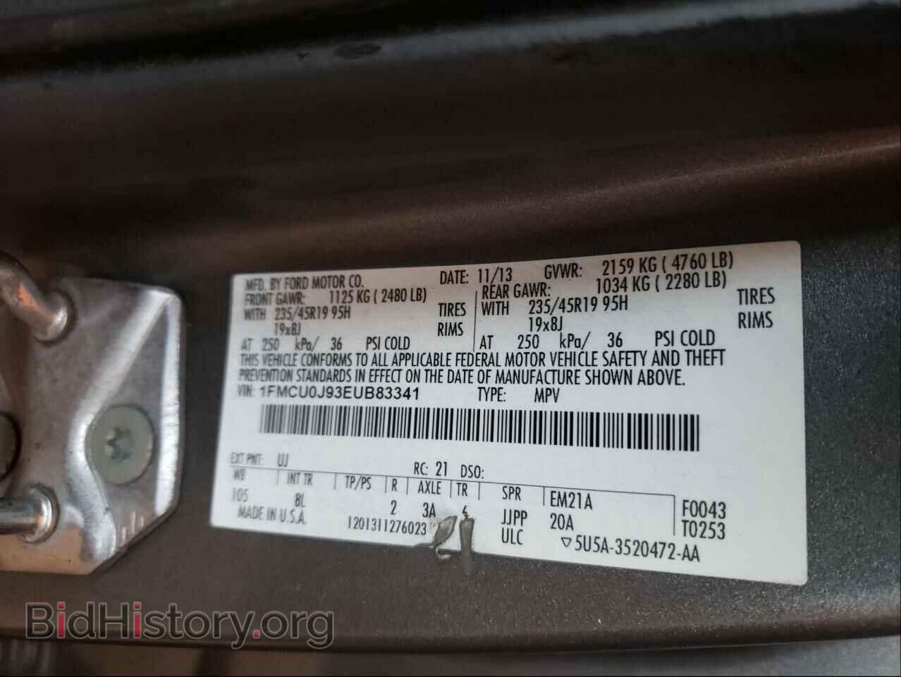 2014 FORD ESCAPE - VIN: 1FMCU0J93EUB83341 - Фото 10