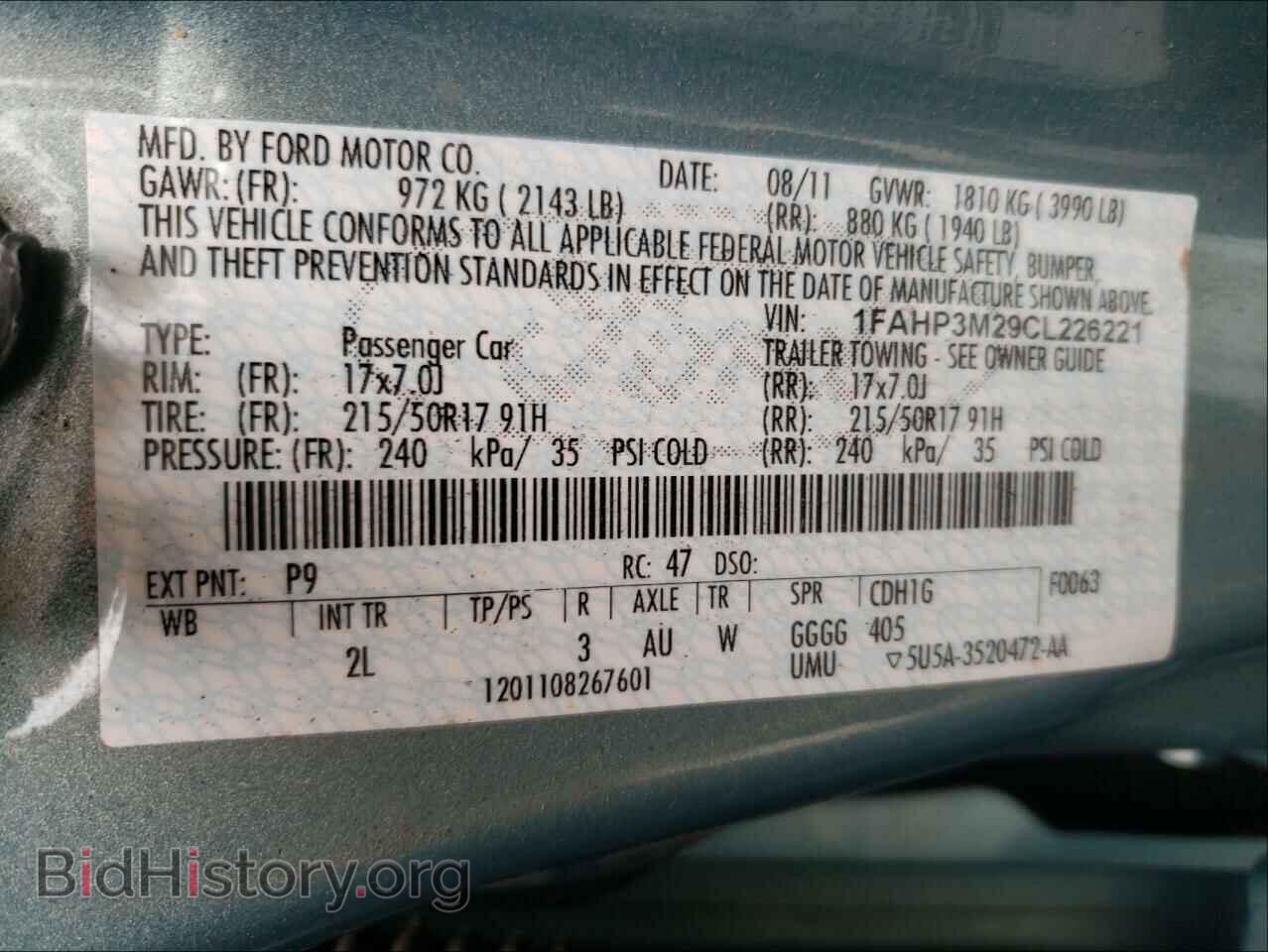 2012 FORD FOCUS - VIN: 1FAHP3M29CL226221 - Фото 10