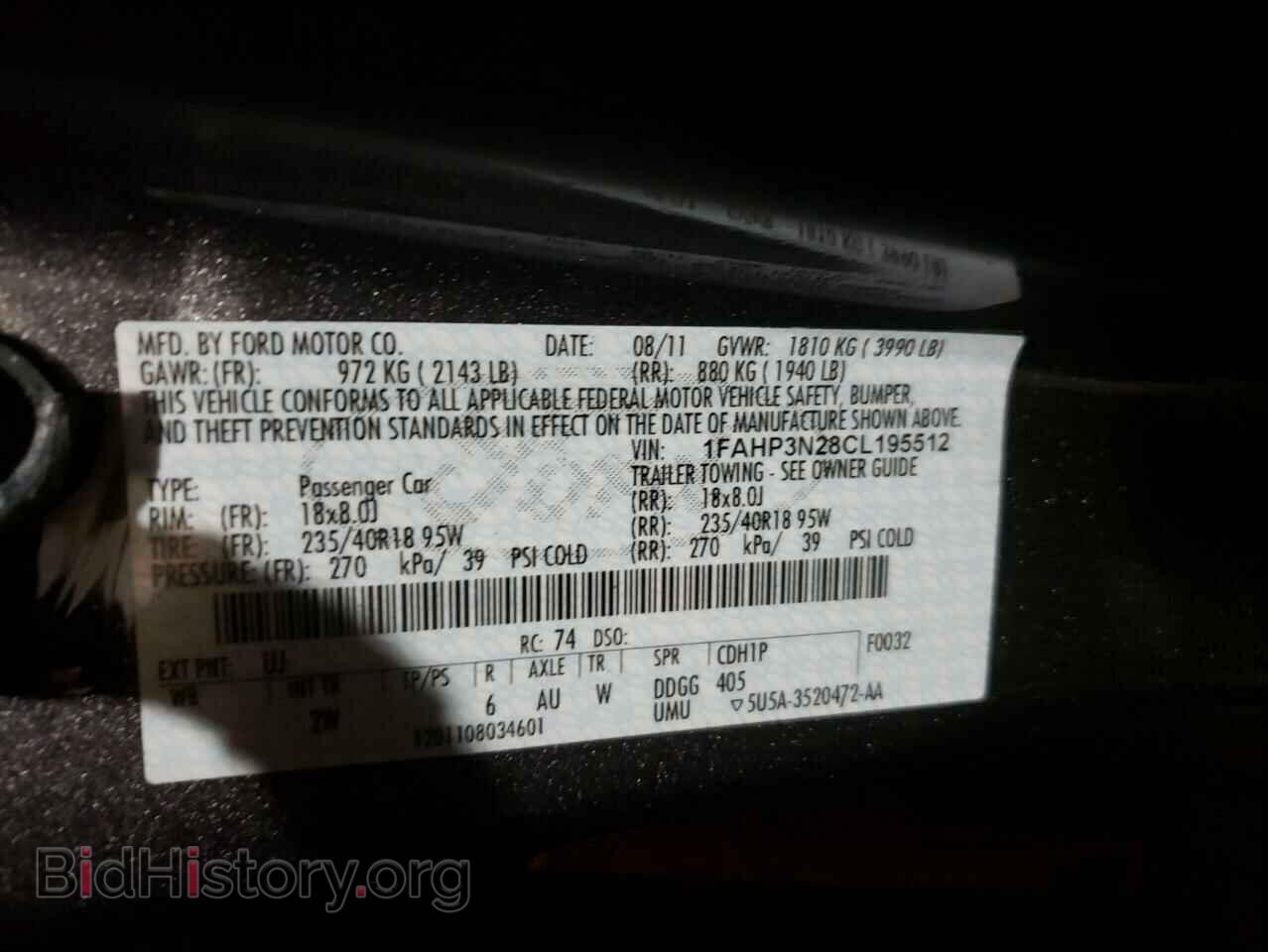 2012 FORD FOCUS - VIN: 1FAHP3N28CL195512 - Фото 10