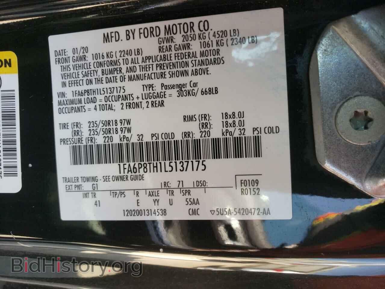 2020 FORD MUSTANG - VIN: 1FA6P8TH1L5137175 - Фото 10