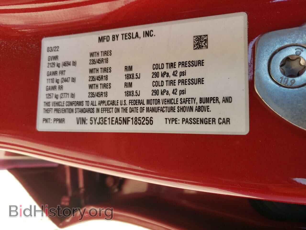 2022 TESLA MODEL 3 - VIN: 5YJ3E1EA5NF185256 - Фото 10
