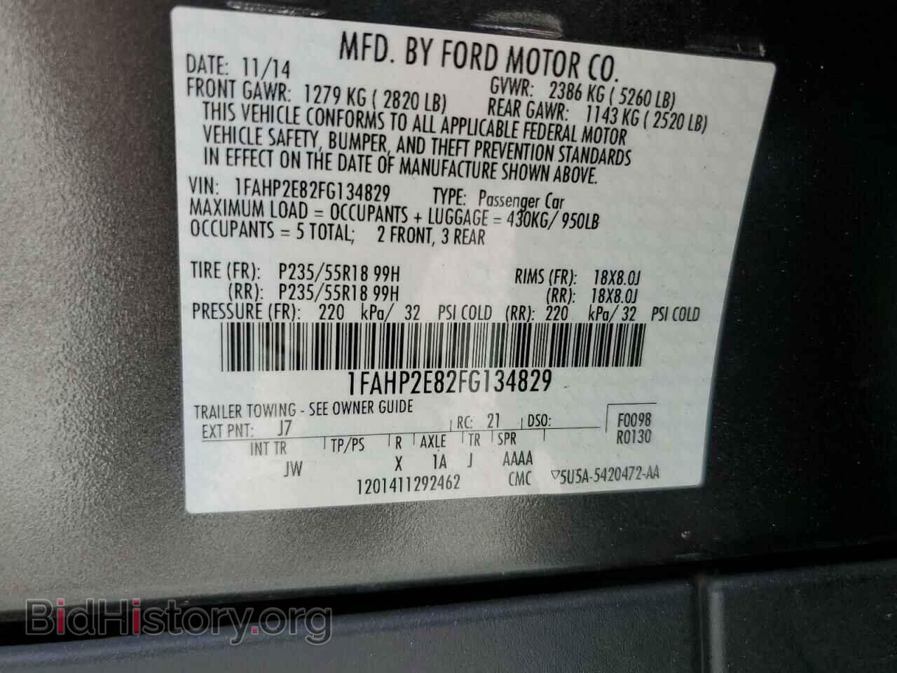 2015 FORD TAURUS - VIN: 1FAHP2E82FG134829 - Photo 12