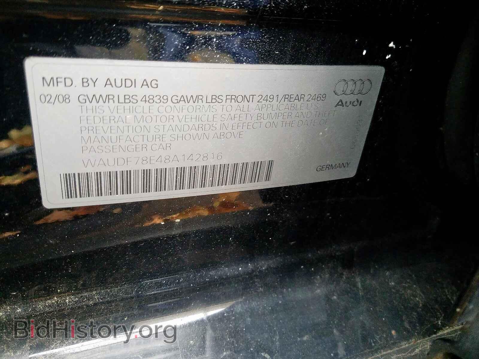 2008 AUDI A4 - VIN: WAUDF78E48A142816 - Фото 10