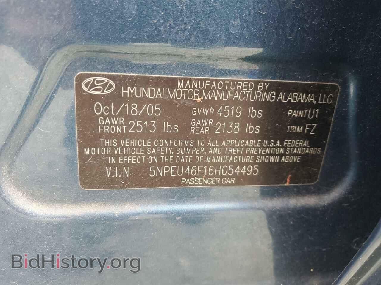 2006 HYUNDAI SONATA - VIN: 5NPEU46F16H054495 - Фото 12