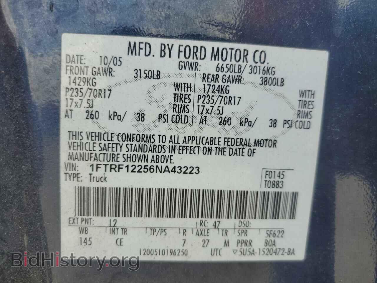 2006 FORD All Models - VIN: 1FTRF12256NA43223 - Фото 12