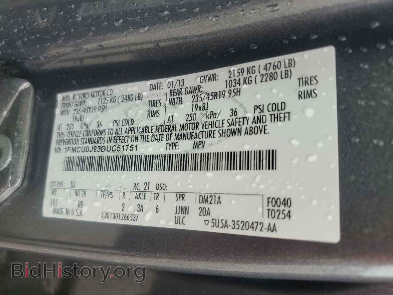 2013 FORD ESCAPE - VIN: 1FMCU0J93DUC51751 - Photo 13