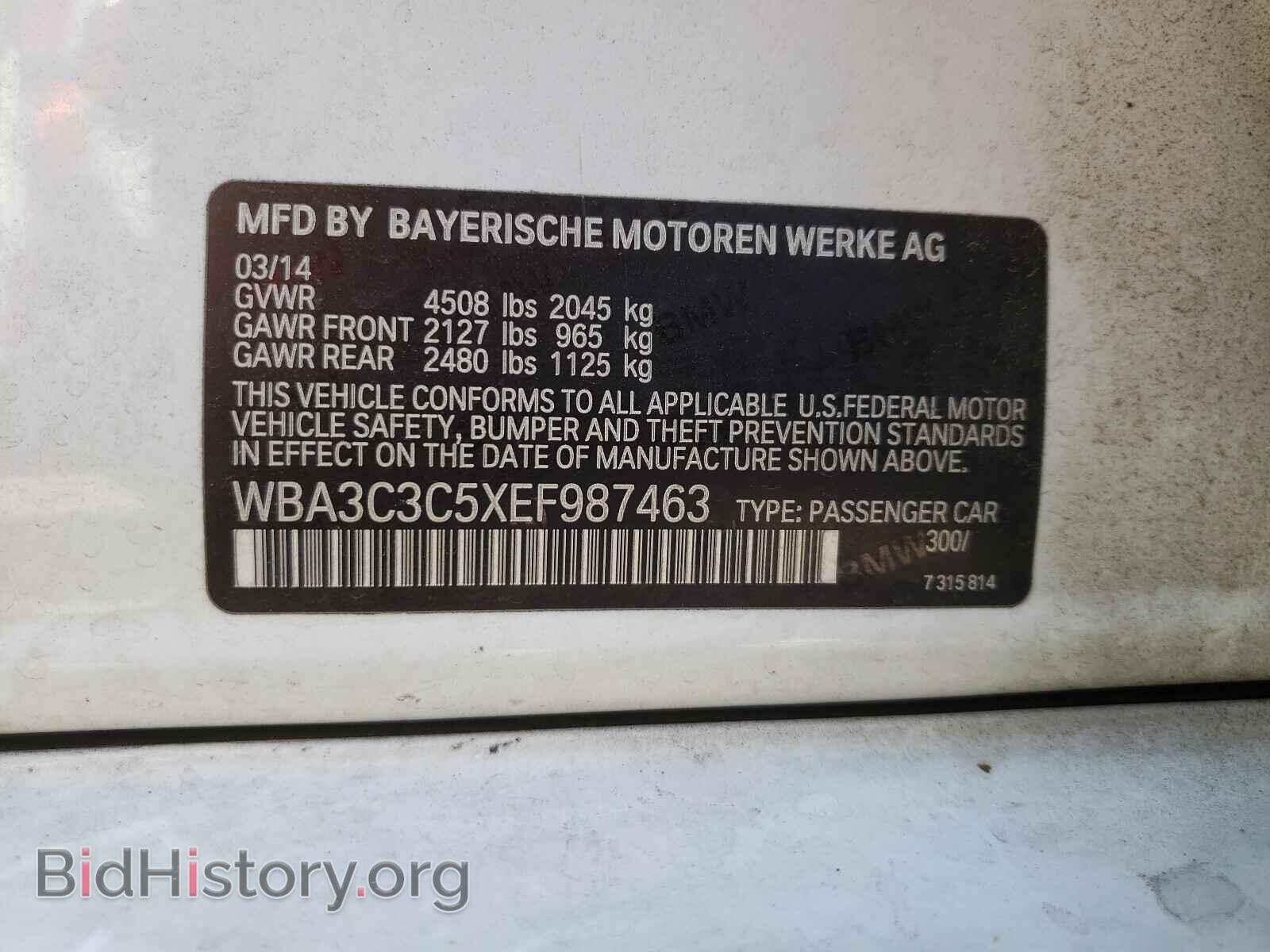 2014 BMW 3 SERIES - VIN: WBA3C3C5XEF987463 - Фото 10