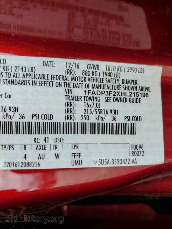 2017 FORD FOCUS - VIN: 1FADP3F2XHL215196 - Photo 10