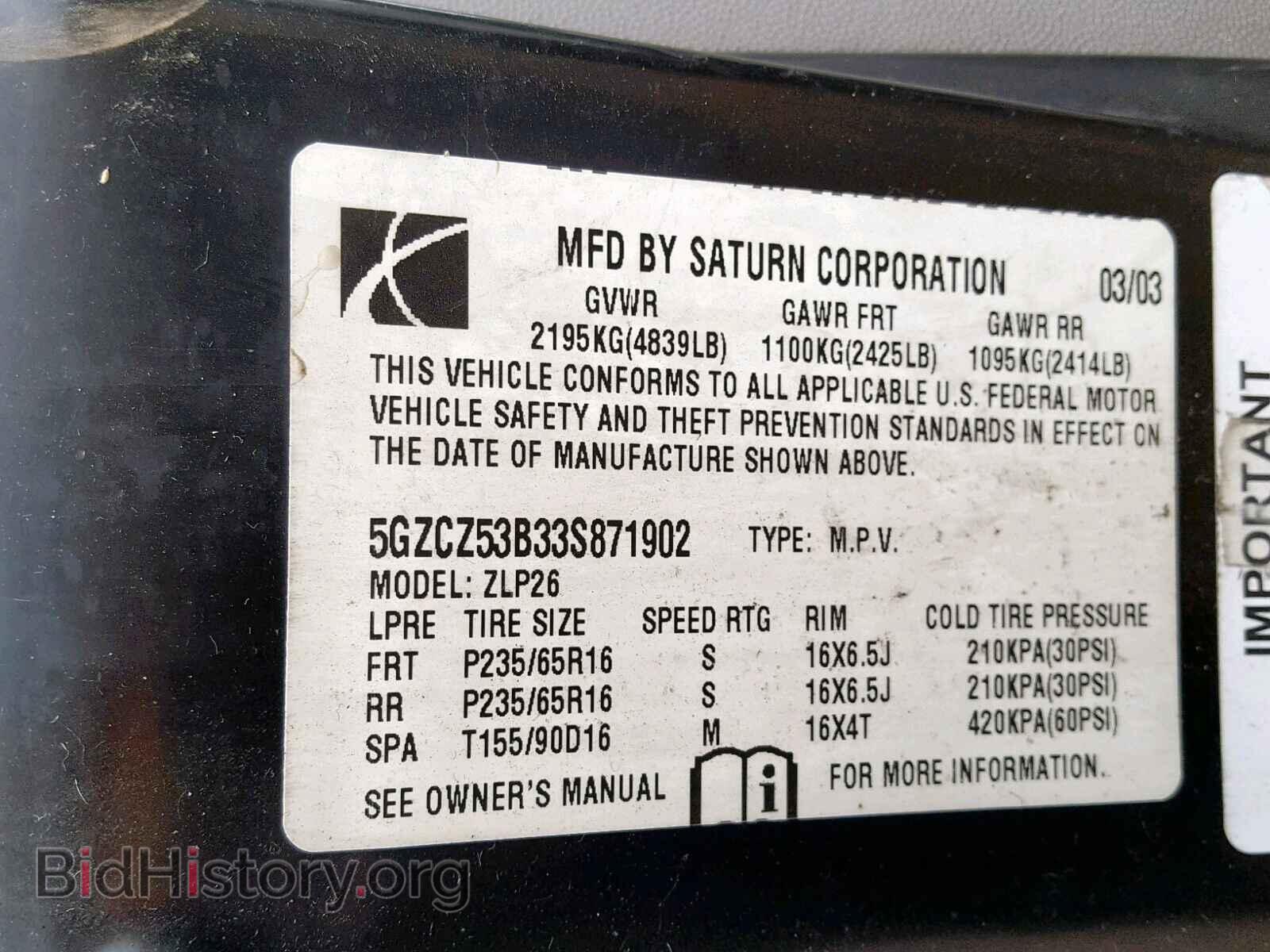 2003 SATURN VUE - VIN: 5GZCZ53B33S871902 - Фото 10