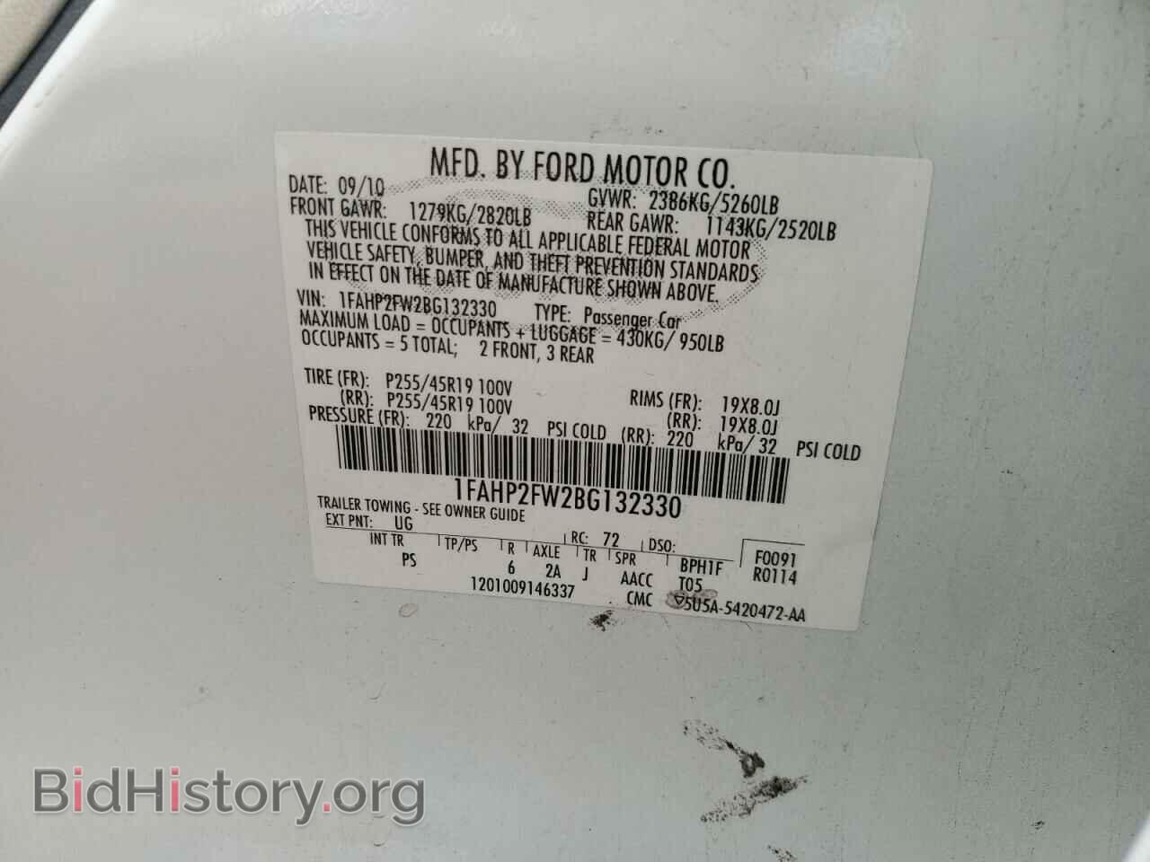2011 FORD TAURUS - VIN: 1FAHP2FW2BG132330 - Photo 10