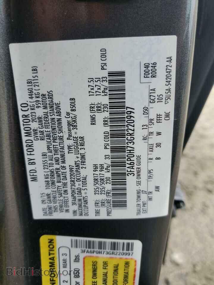 2016 FORD FUSION - VIN: 3FA6P0H73GR220997 - Фото 12