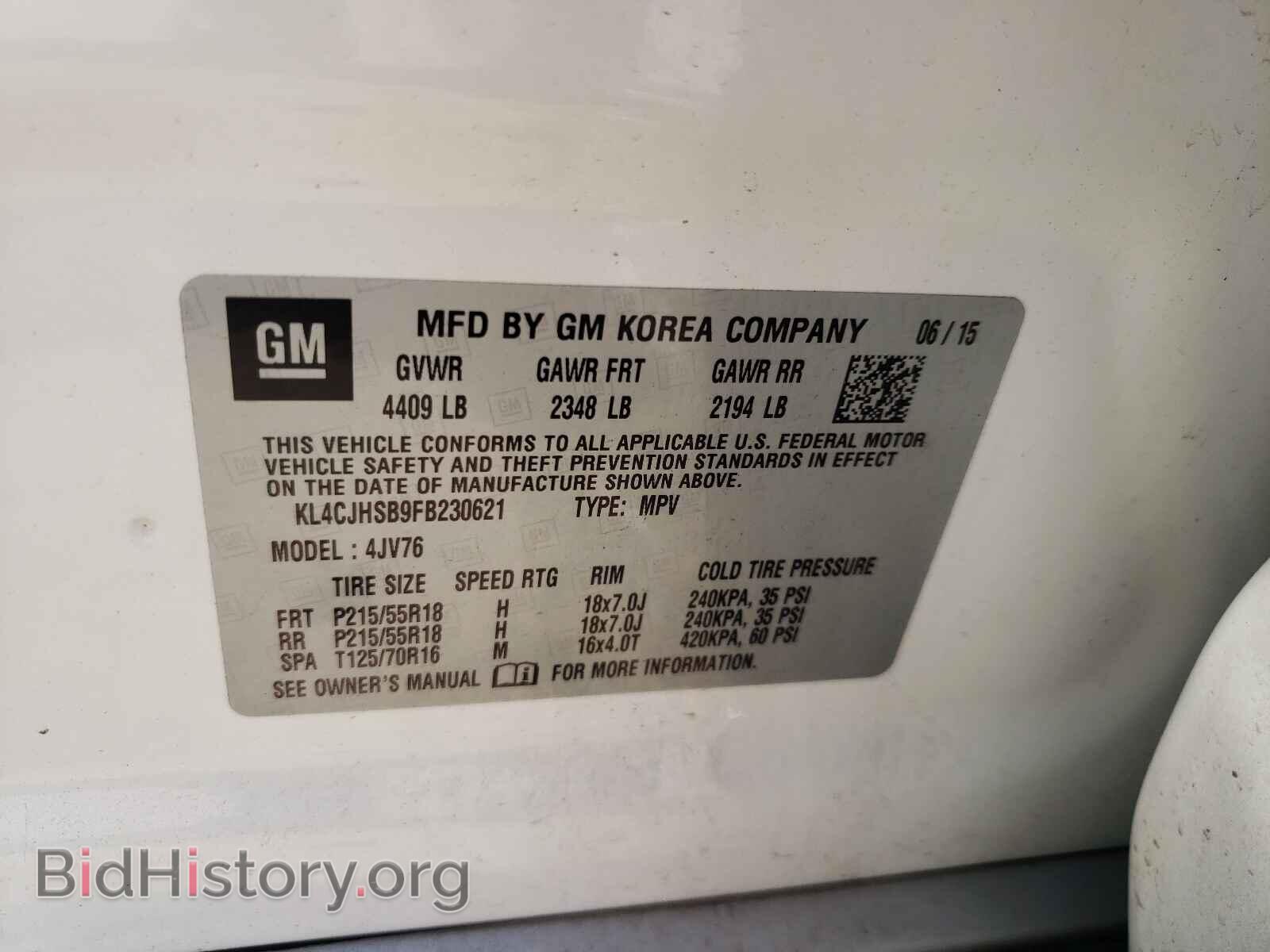 2015 BUICK ENCORE - VIN: KL4CJHSB9FB230621 - Фото 10