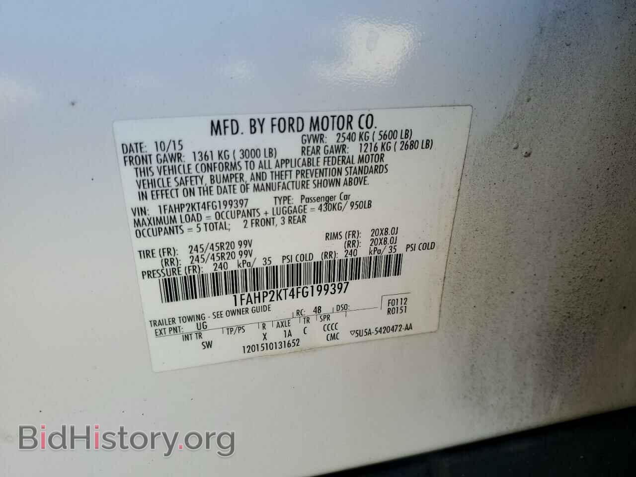 2015 FORD TAURUS - VIN: 1FAHP2KT4FG199397 - Фото 12