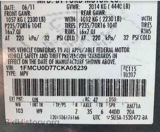 2012 FORD ESCAPE - VIN: 1FMCU0D77CKA05239 - Фото 10