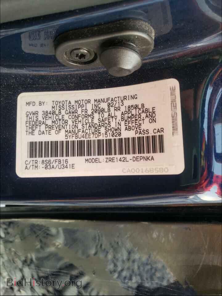 2013 TOYOTA COROLLA - VIN: 5YFBU4EE7DP151020 - Фото 10