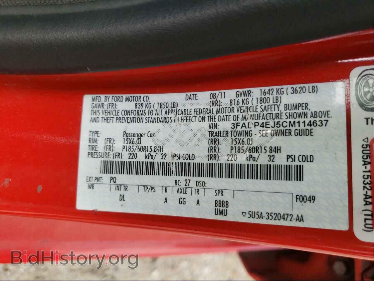 2012 FORD FIESTA - VIN: 3FADP4EJ5CM114637 - Фото 10