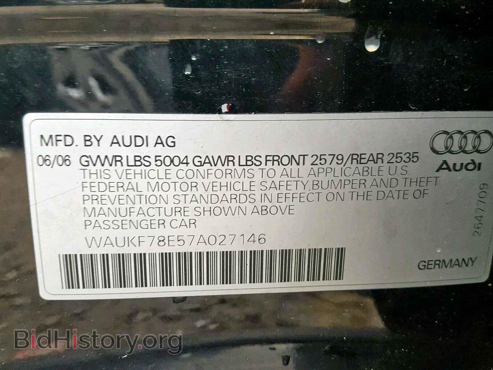 2007 AUDI A4 - VIN: WAUKF78E57A027146 - Фото 10