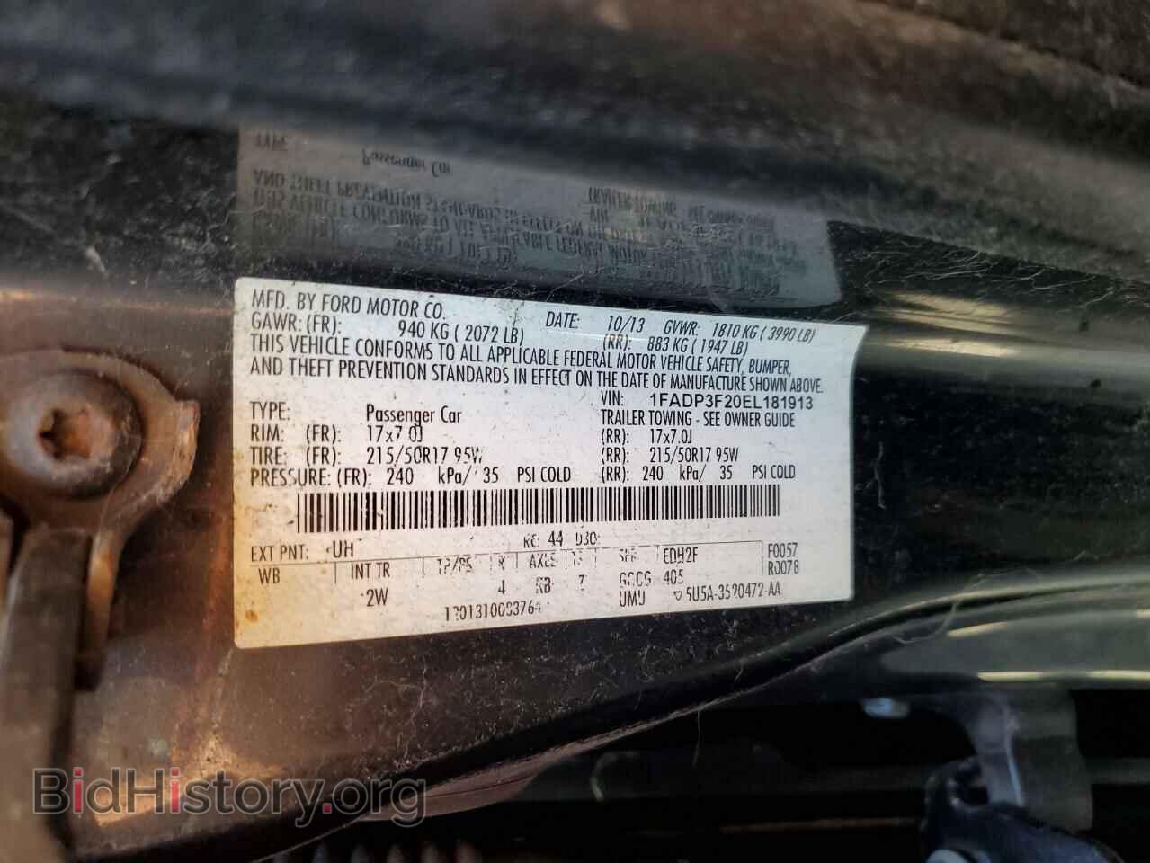 2014 FORD FOCUS - VIN: 1FADP3F20EL181913 - Фото 10