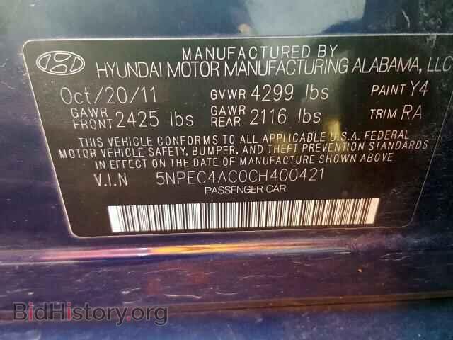 2012 HYUNDAI SONATA - VIN: 5NPEC4AC0CH400421 - Photo 10