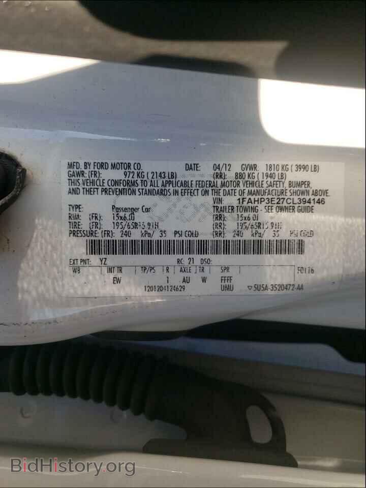 2012 FORD FOCUS - VIN: 1FAHP3E27CL394146 - Фото 10