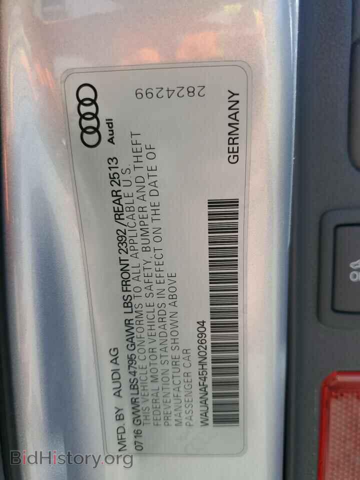 2017 AUDI A4 - VIN: WAUANAF45HN026904 - Фото 12