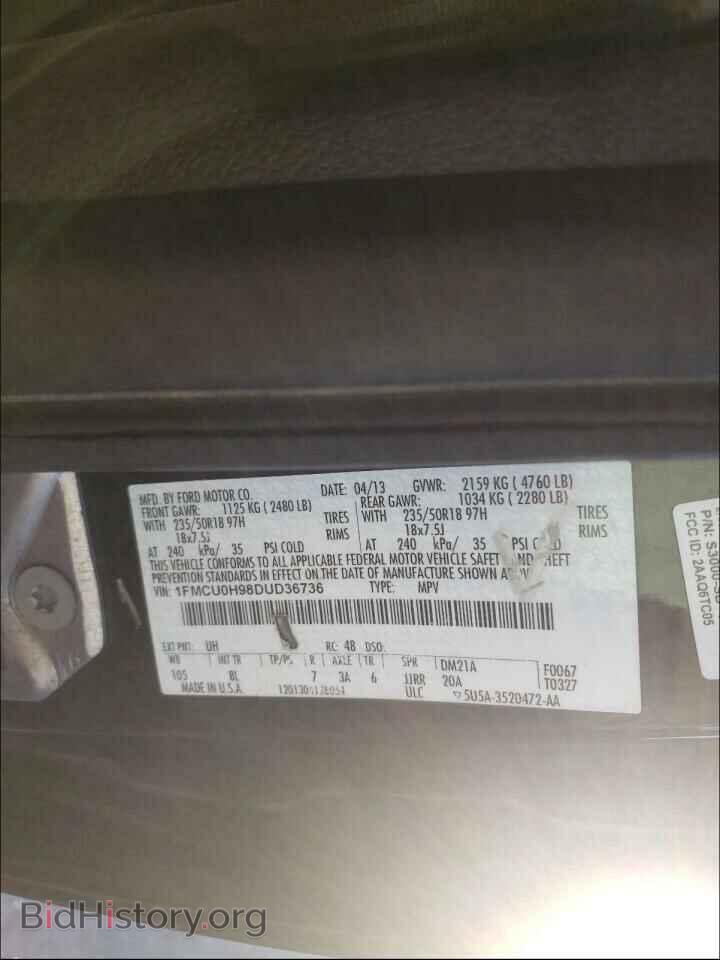 2013 FORD ESCAPE - VIN: 1FMCU0H98DUD36736 - Фото 10