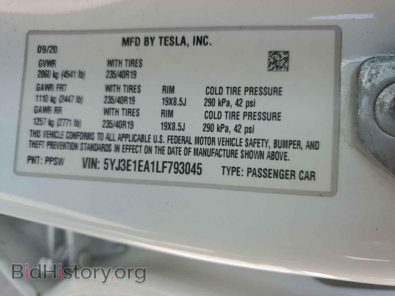2020 TESLA MODEL 3 - VIN: 5YJ3E1EA1LF793045 - Фото 12