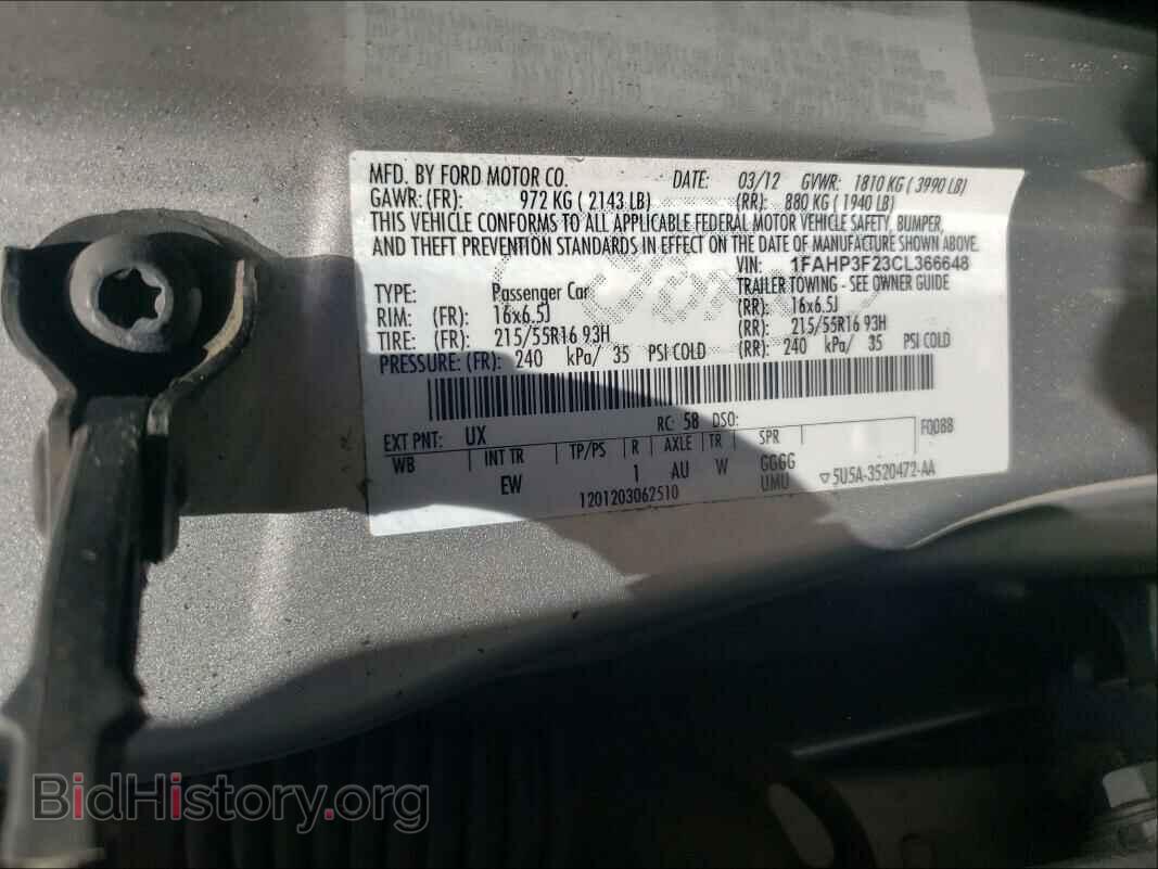 2012 FORD FOCUS - VIN: 1FAHP3F23CL366648 - Фото 10