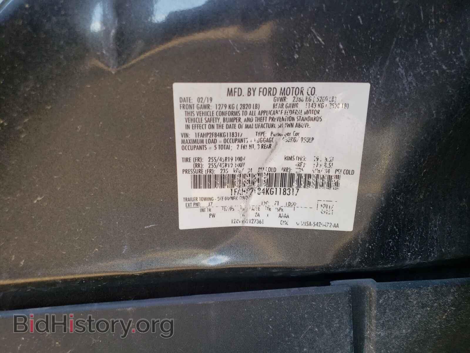 2019 FORD TAURUS - VIN: 1FAHP2F84KG118317 - Photo 10