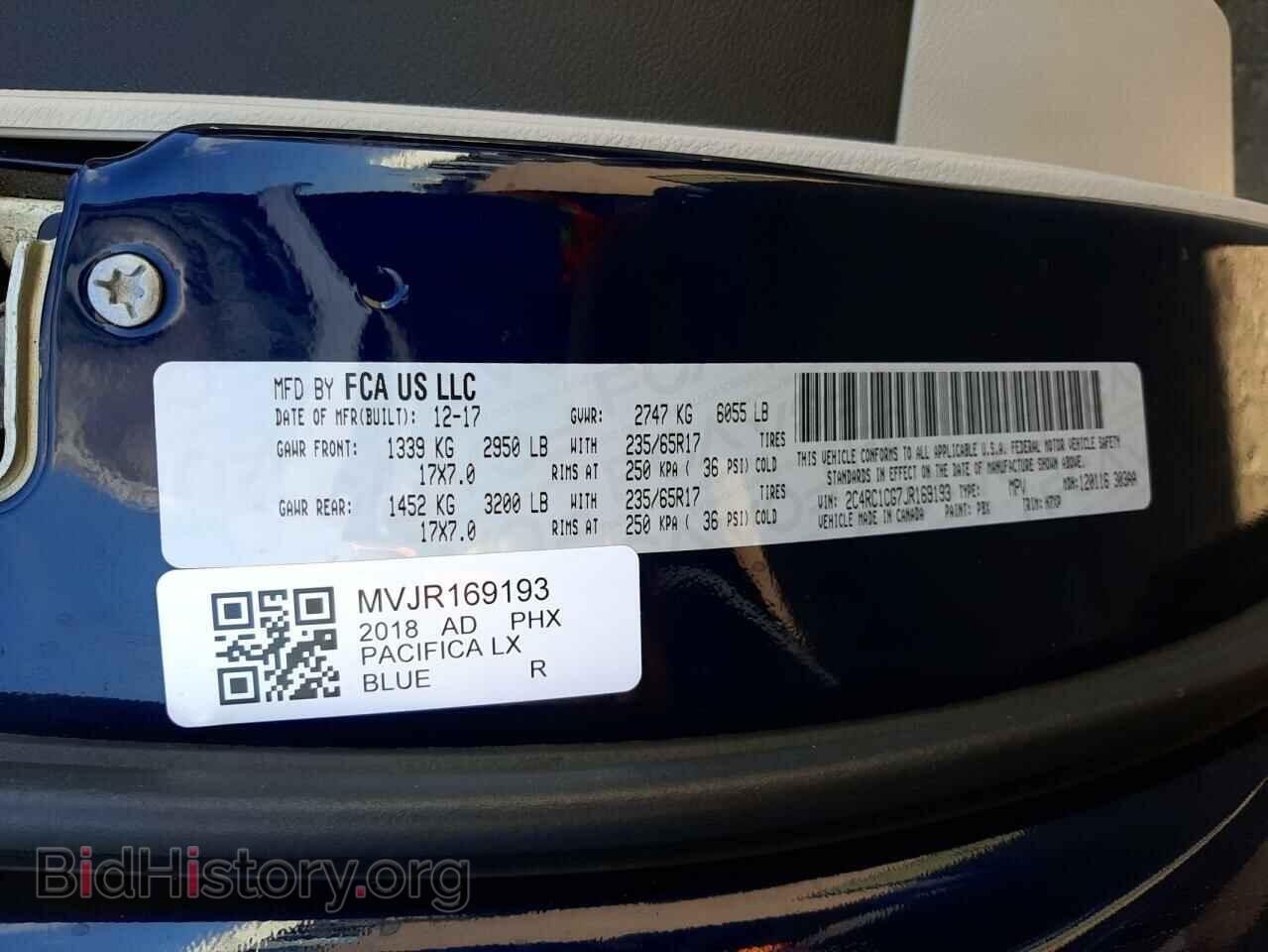 2018 CHRYSLER PACIFICA - VIN: 2C4RC1CG7JR169193 - Photo 10