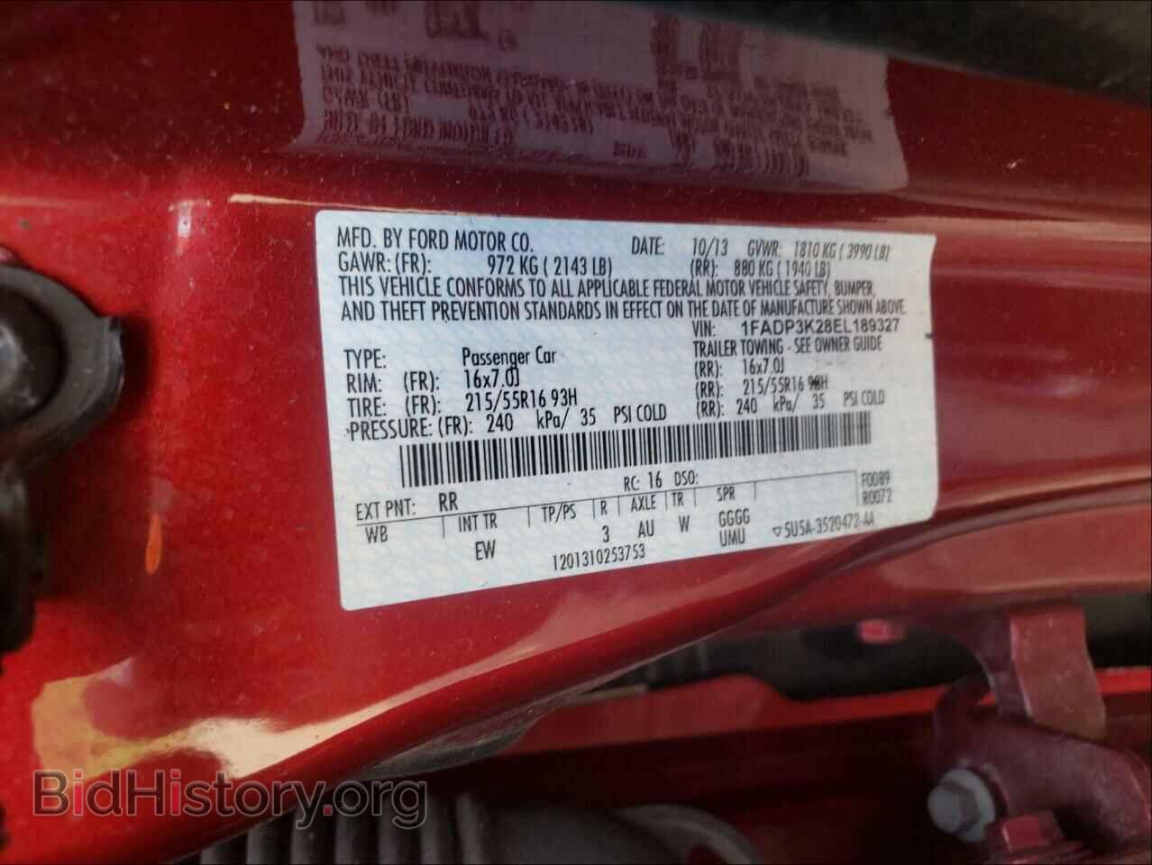 2014 FORD FOCUS - VIN: 1FADP3K28EL189327 - Фото 10