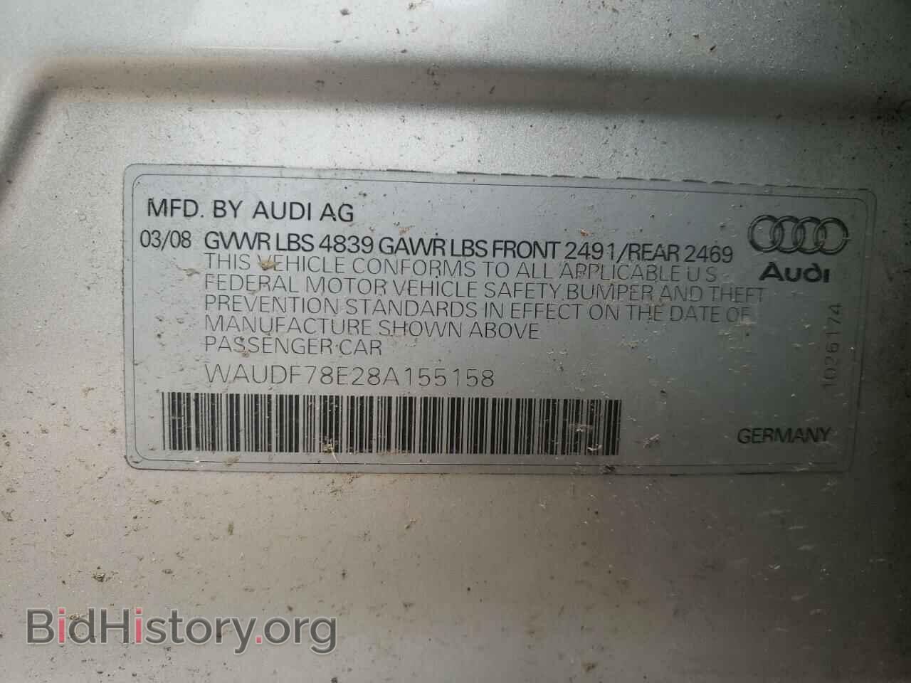 2008 AUDI A4 - VIN: WAUDF78E28A155158 - Фото 10