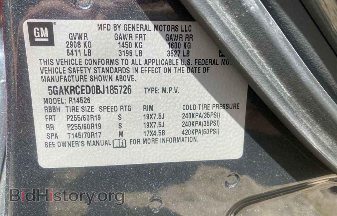 2011 BUICK ENCLAVE - VIN: 5GAKRCED0BJ185726 - Фото 10