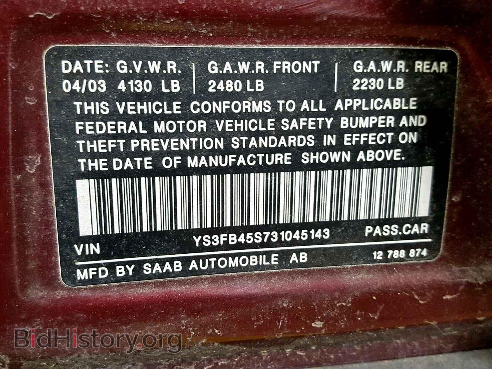 2003 SAAB 9 3 - VIN: YS3FB45S731045143 - Photo 10