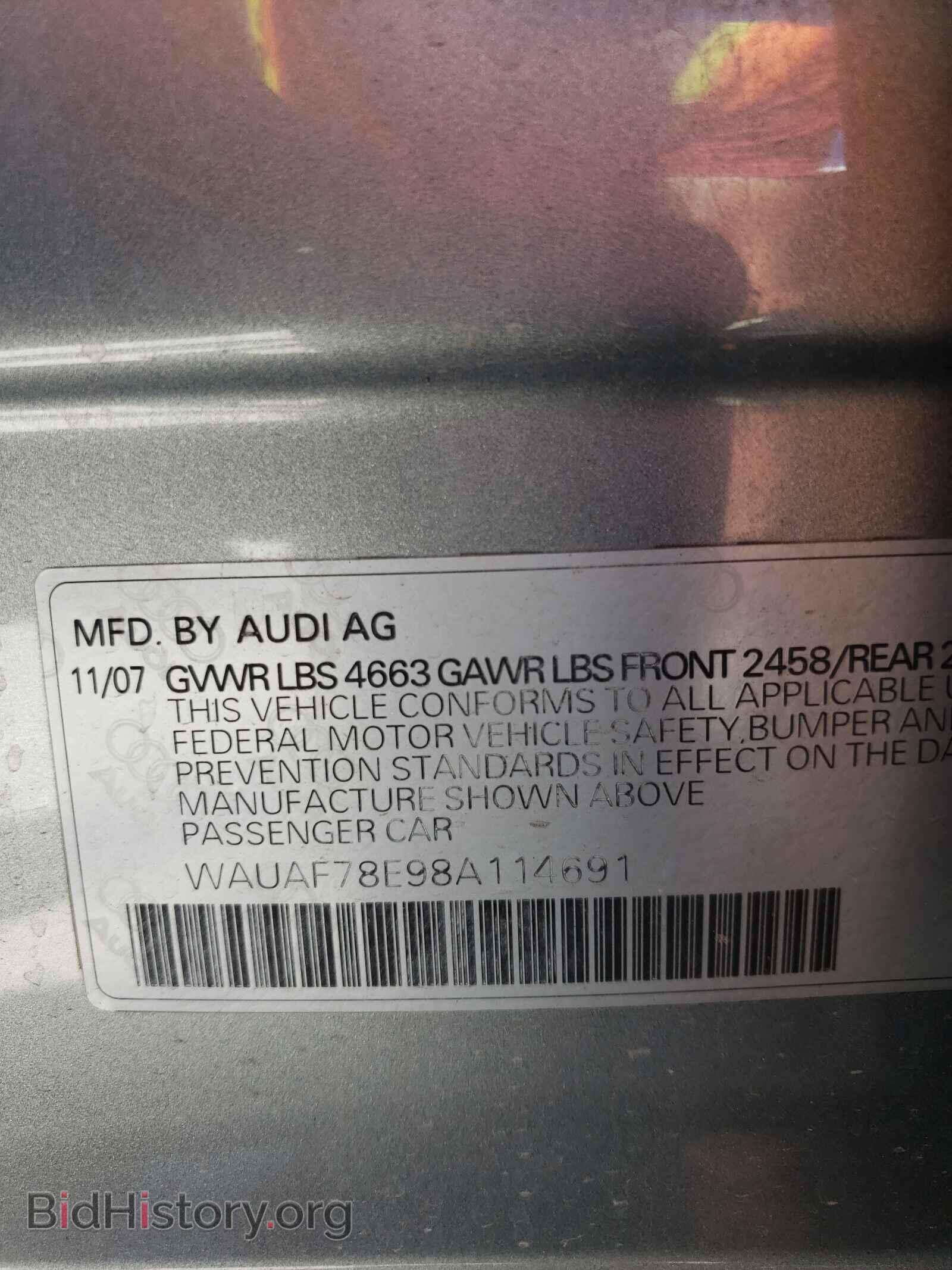 2008 AUDI A4 - VIN: WAUAF78E98A114691 - Фото 10