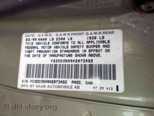 1999 SAAB 9 3 - VIN: YS3DD35N9X2073452 - Фото 10