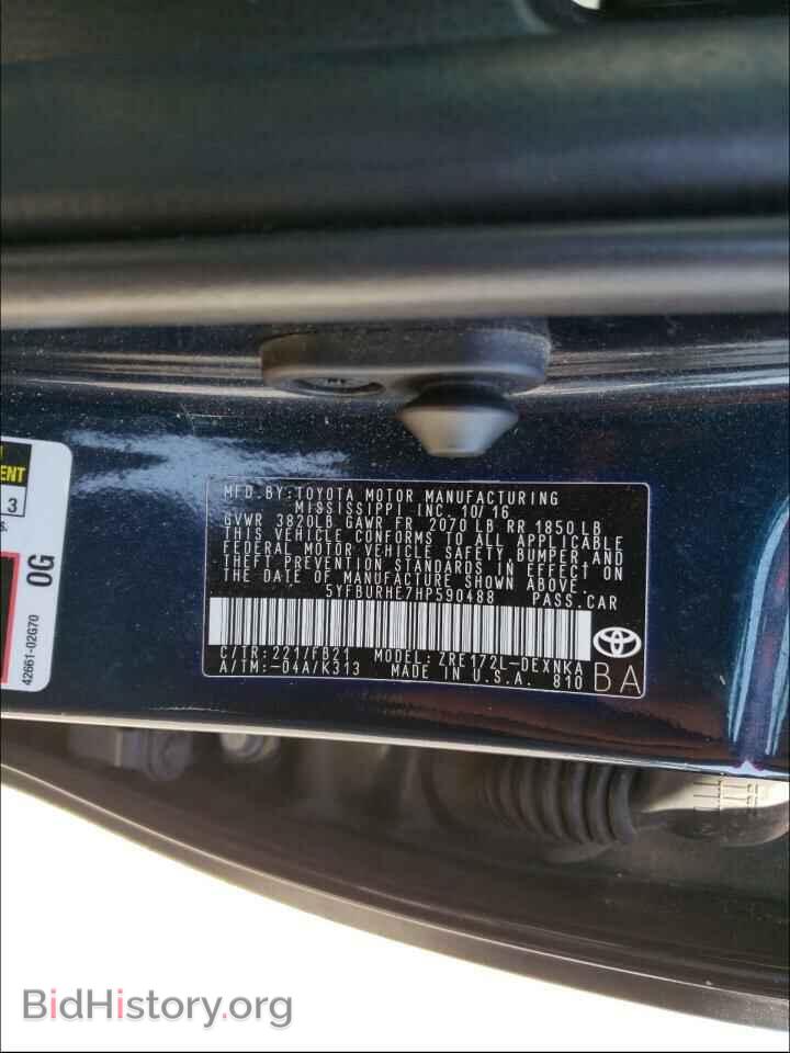 2017 TOYOTA COROLLA - VIN: 5YFBURHE7HP590488 - Фото 10