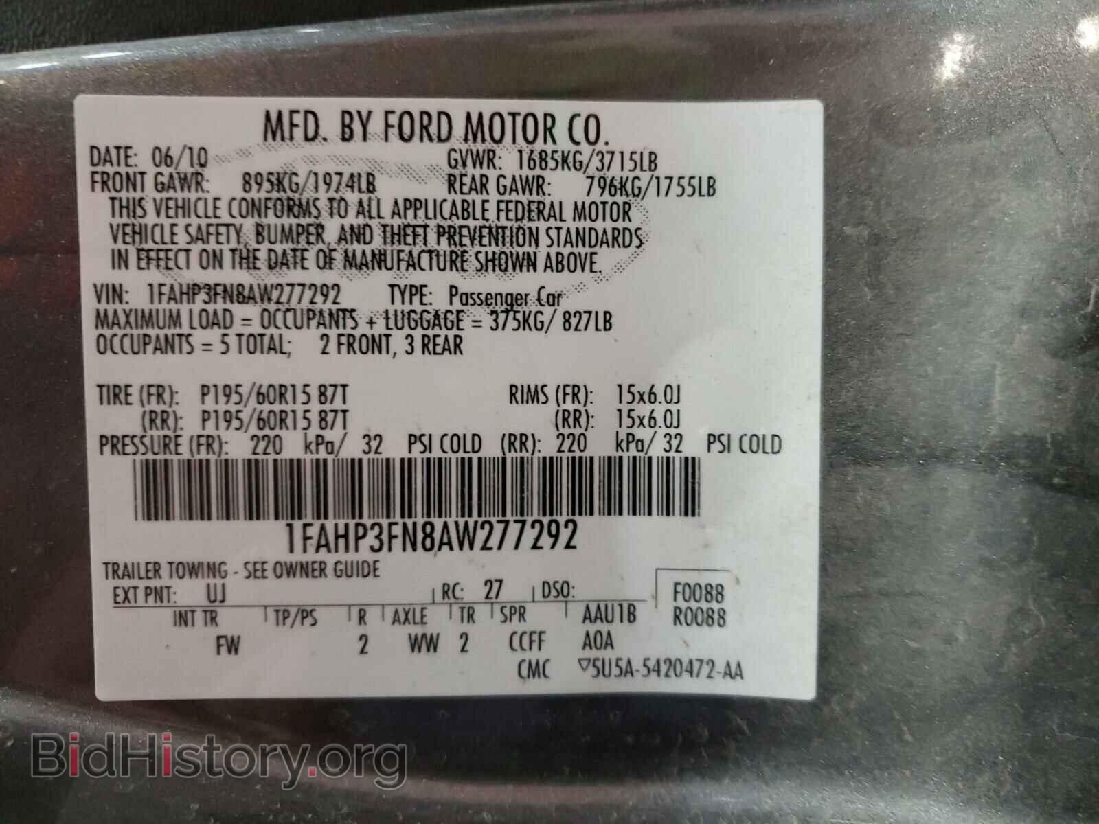 2010 FORD FOCUS - VIN: 1FAHP3FN8AW277292 - Фото 10