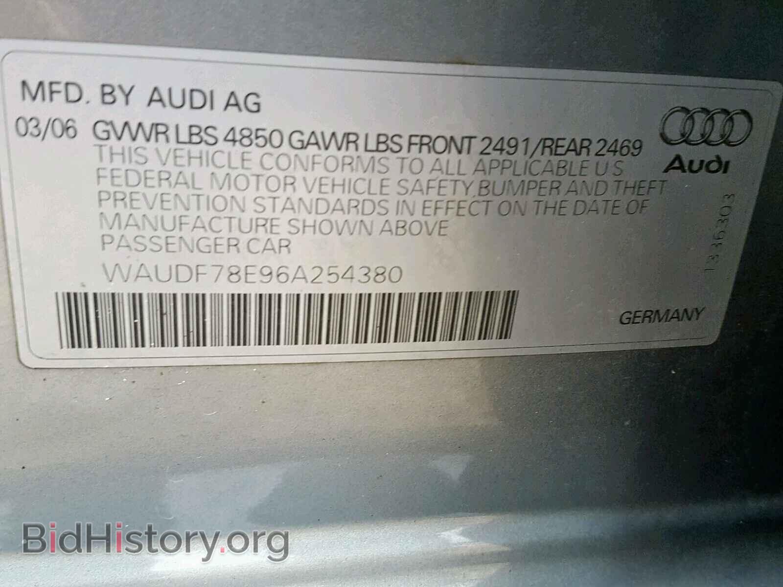 2006 AUDI A4 - VIN: WAUDF78E96A254380 - Фото 10