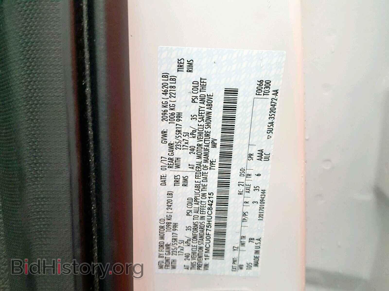 2017 FORD ESCAPE S - VIN: 1FMCU0F75HUC84215 - Photo 10
