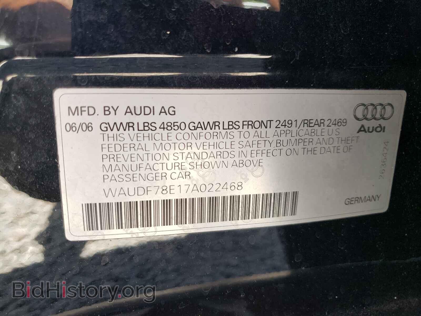 2007 AUDI A4 - VIN: WAUDF78E17A022468 - Фото 10