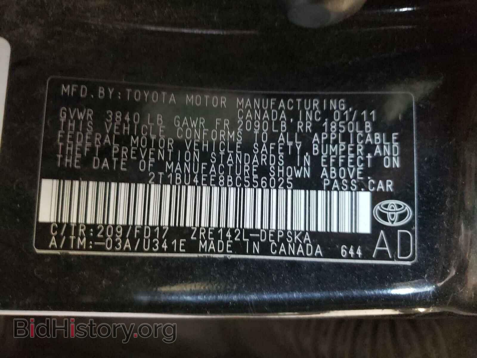 2011 TOYOTA COROLLA - VIN: 2T1BU4EE8BC556025 - Фото 10