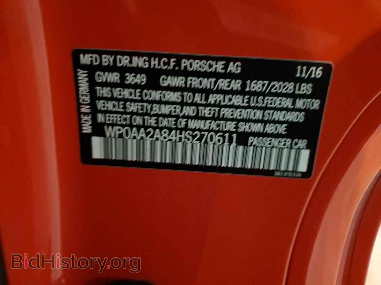 2017 PORSCHE CAYMAN - VIN: WP0AA2A84HS270611 - Фото 12