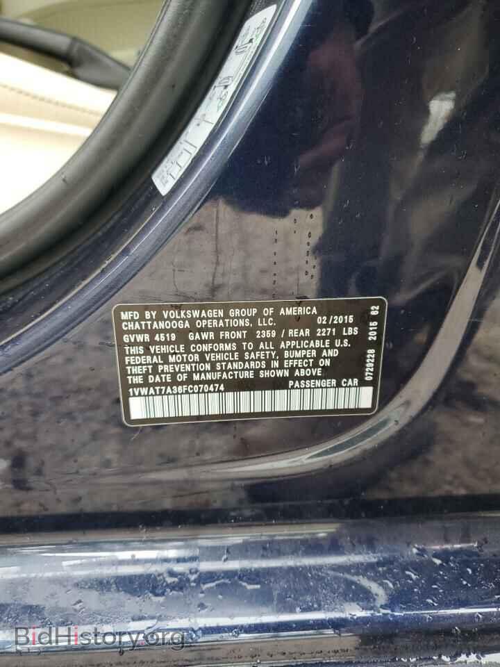 2015 VOLKSWAGEN PASSAT - VIN: 1VWAT7A36FC070474 - Фото 12