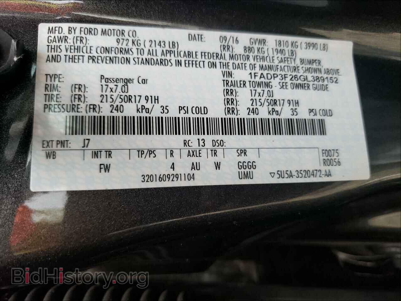 2016 FORD FOCUS - VIN: 1FADP3F26GL389152 - Photo 10