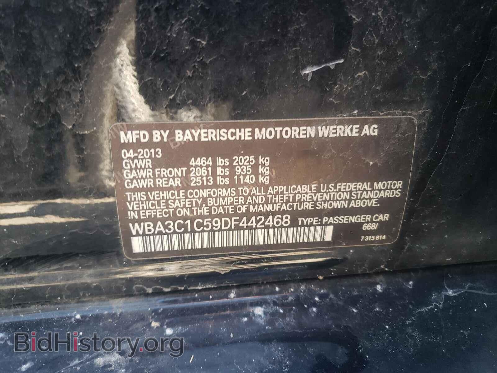 2013 BMW 3 SERIES - VIN: WBA3C1C59DF442468 - Фото 10
