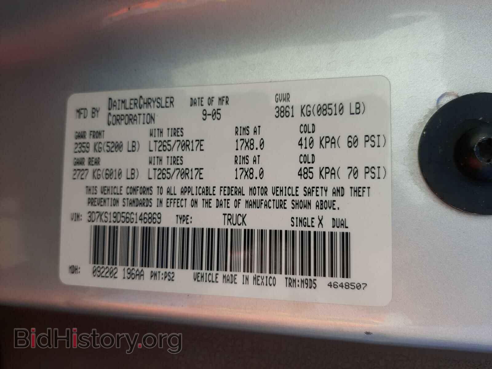 2006 DODGE RAM 1500 - VIN: 3D7KS19D56G146869 - Фото 10