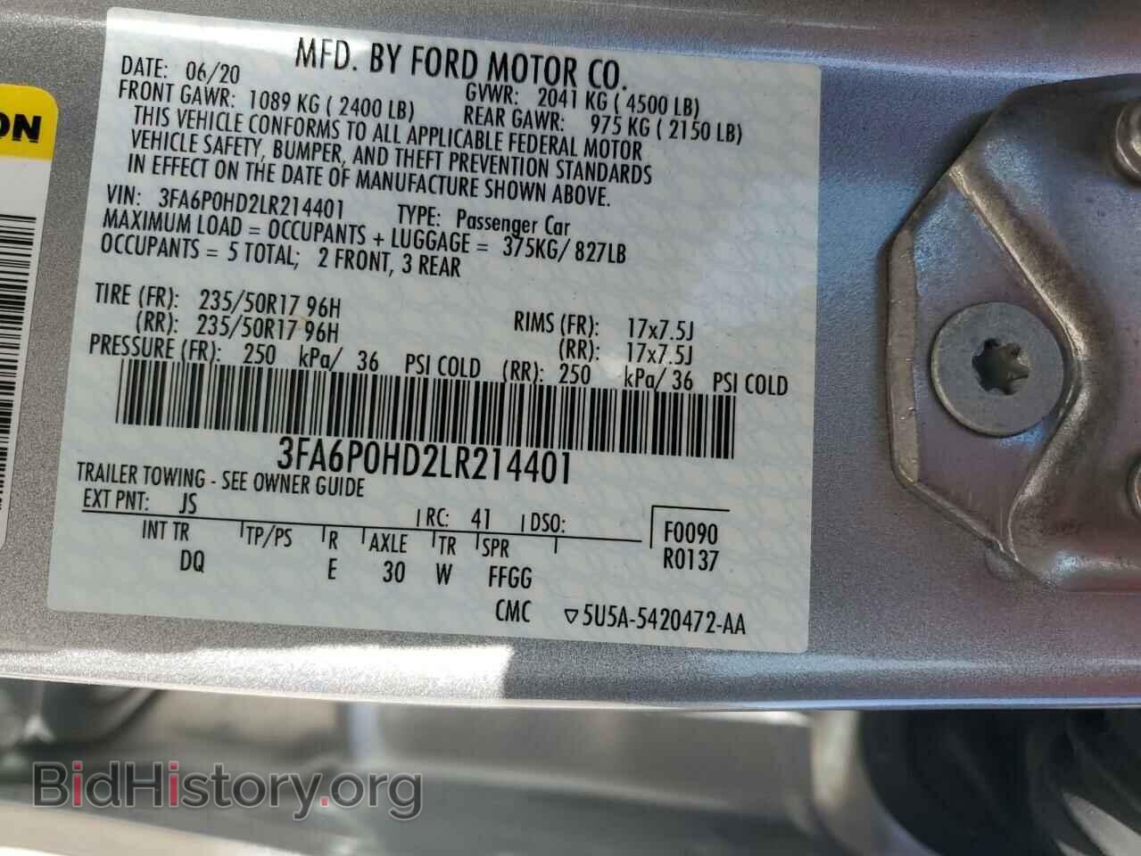 2020 FORD FUSION - VIN: 3FA6P0HD2LR214401 - Фото 12
