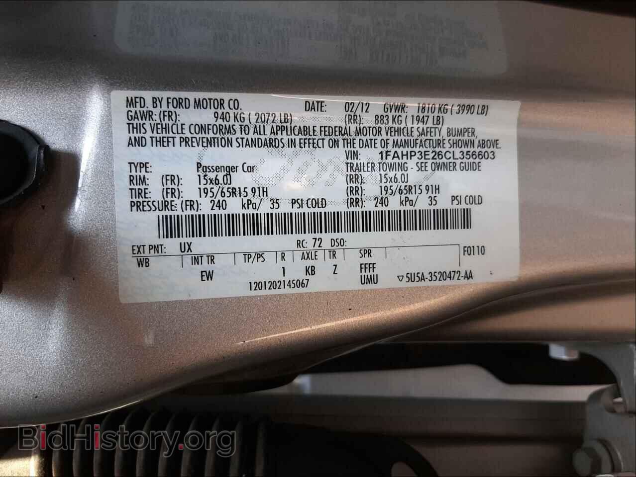 2012 FORD FOCUS - VIN: 1FAHP3E26CL356603 - Фото 10